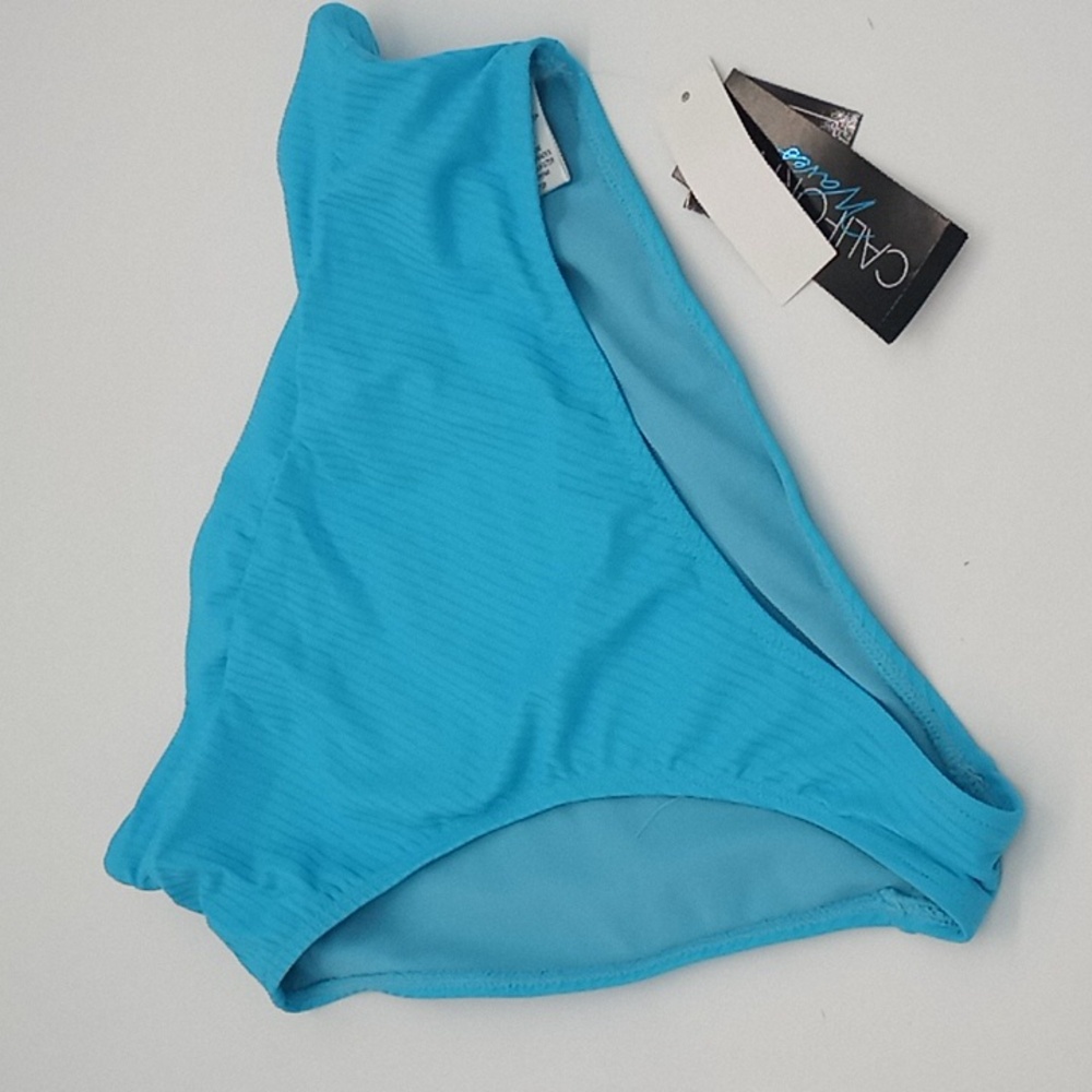 California Waves‎ High Waisted Bikini Bottom Turquoise Blue